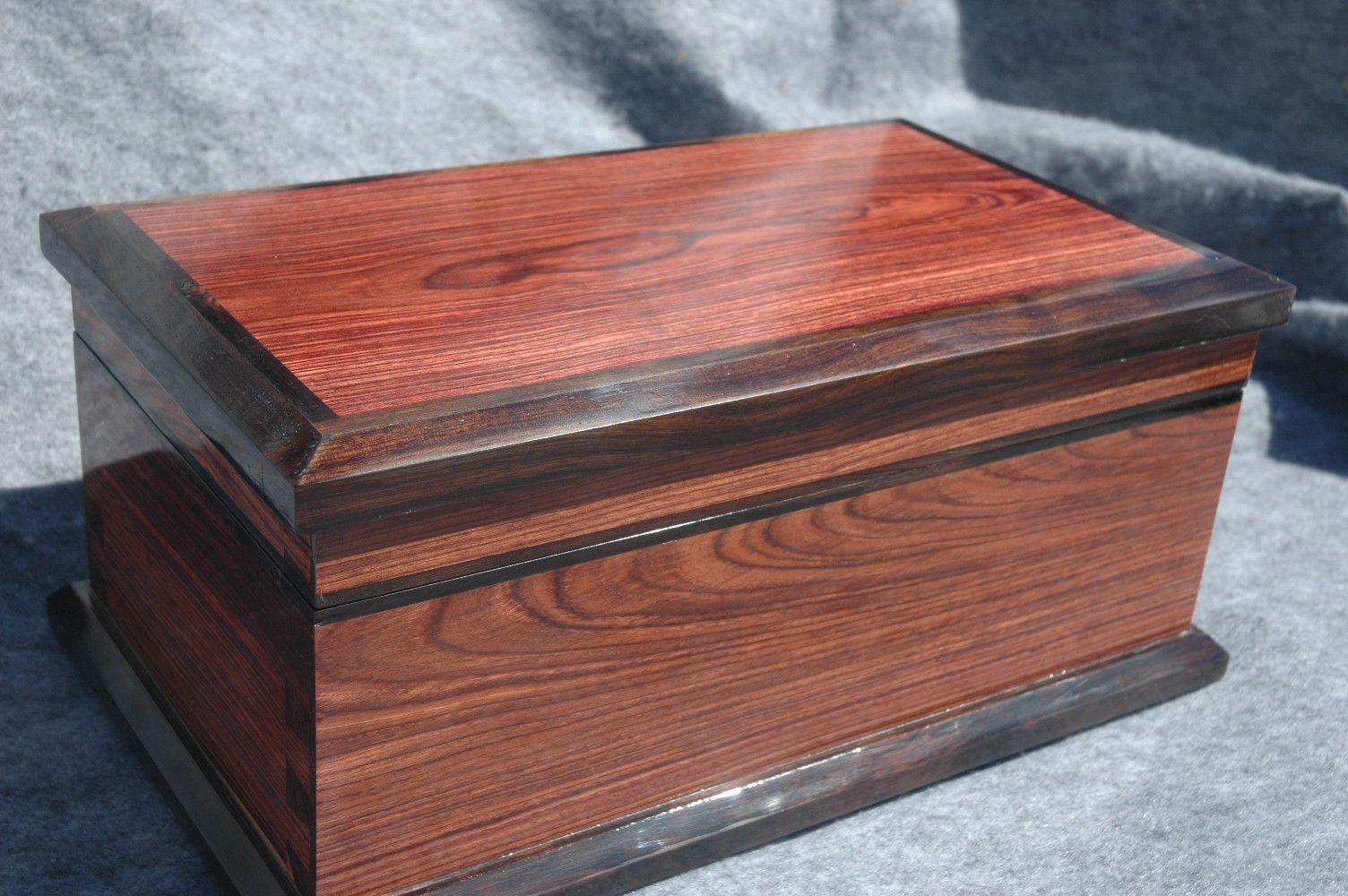 custom handcrafted wood box kingwood ebony trim and tray