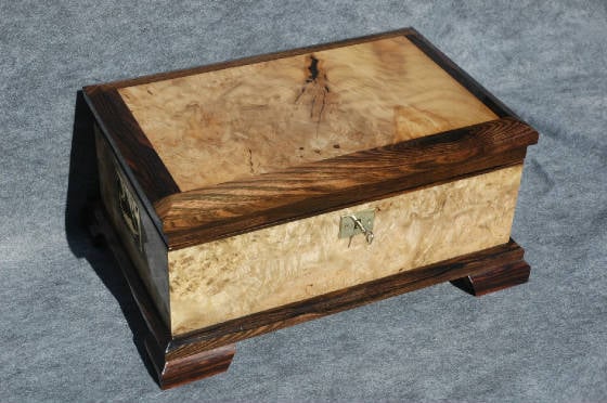 quality wooden keepsake box myrtle wood lock ebony trim