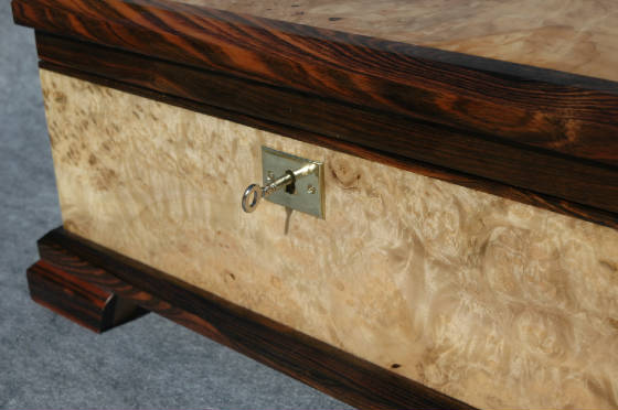 quality wooden keepsake box myrtle wood lock ebony trim front