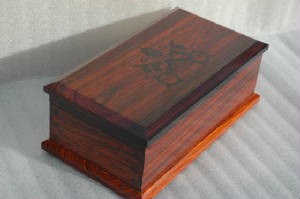 custom exotic cocobolo wood box with inlay pontifical council for culture adult stem cell research  6 award top side front 6