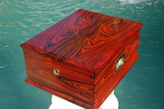 cocobolo wood humidor with lock and handles