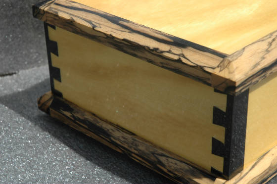 wooden memory box with ebony trim side