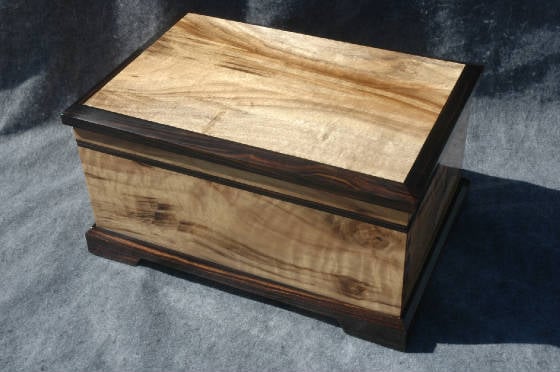 oregan myrtle wood memory box with ebony trim