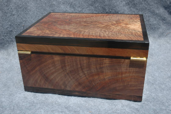 walnut memory box bookmatch ebony trim back