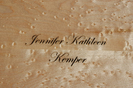 laser engraving of a persons name