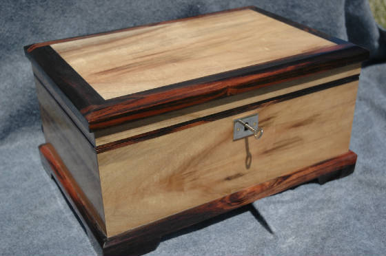 myrtle wood keepsake box ebony trim lock high quality top