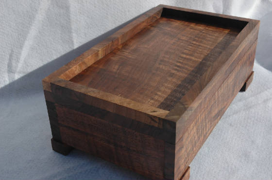 handcrafted wood valet box with drawer walnut  top side