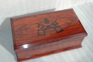 custom exotic cocobolo wood box with inlay pontifical council for culture adult stem cell research  award 1