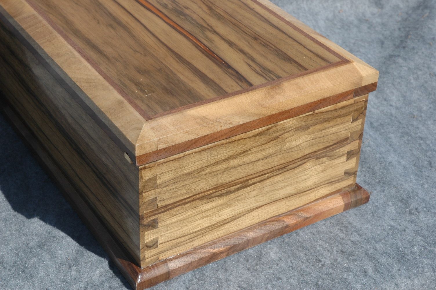 wooden memory box with ebony trim side view
