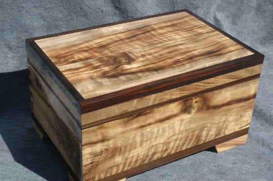 wooden memory box with ebony trim top view