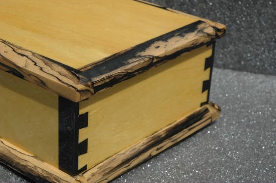 wooden memory box with ebony trim side view