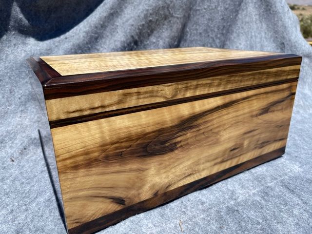 myrtle burl keepsake box walnut trim top