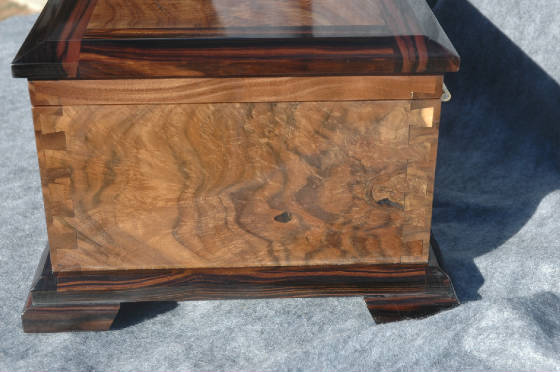 custom built crotch walnut keepsake box left side