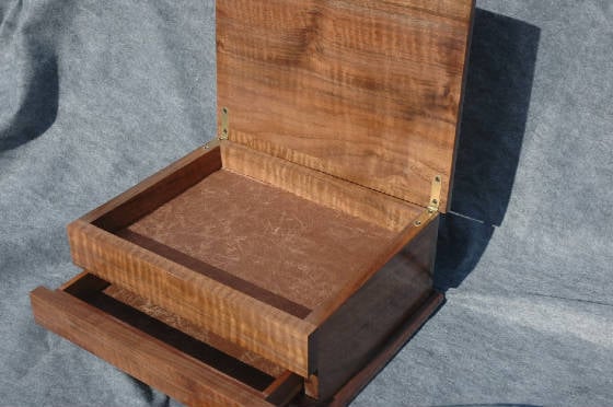 keepsake box with drawer black walnut open lid