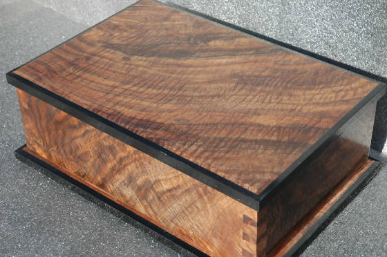 decorative wooden box black walnut ebony trim top