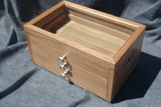 custom jewelry box glass top 3 drawers handles