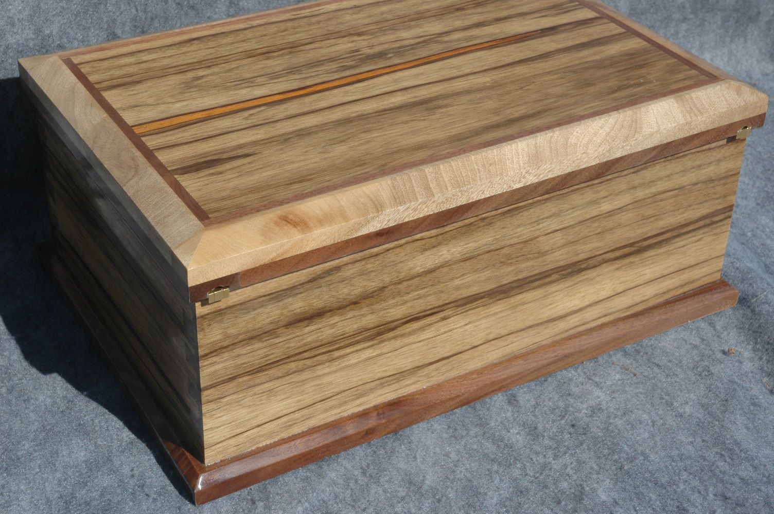 wooden memory box with ebony trim open view
