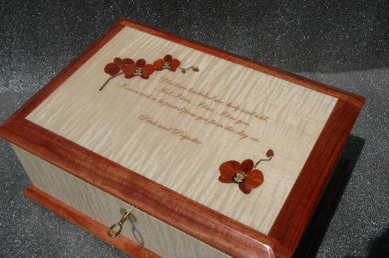 custom love letter wooden box handcrafted bwood inlay engraving lock  top front