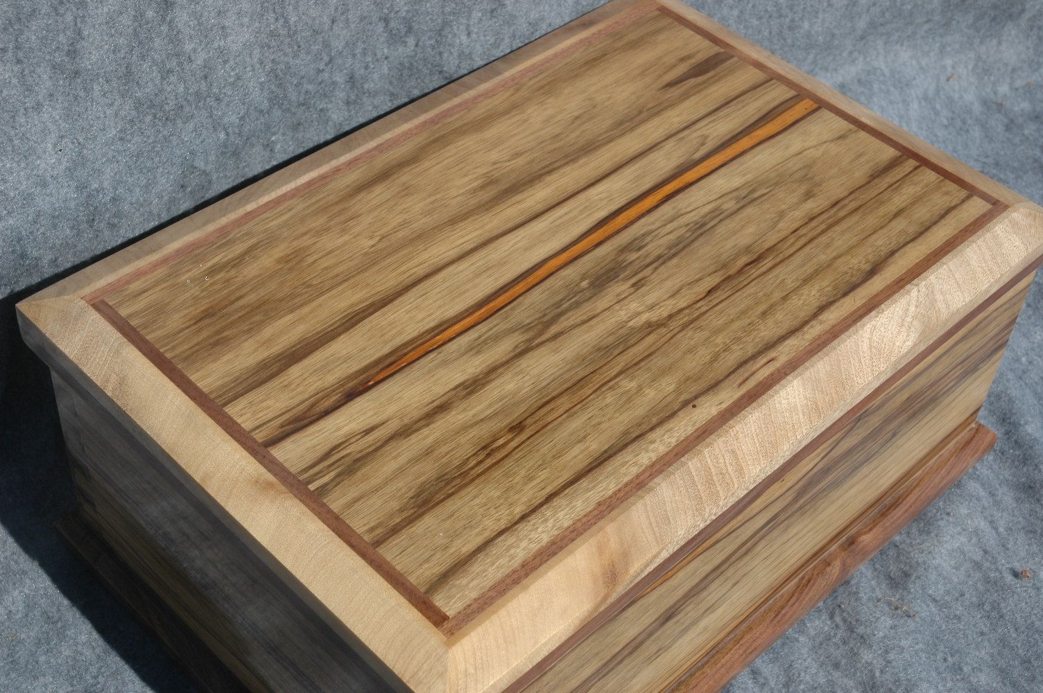 wooden memory box with ebony trim top side view