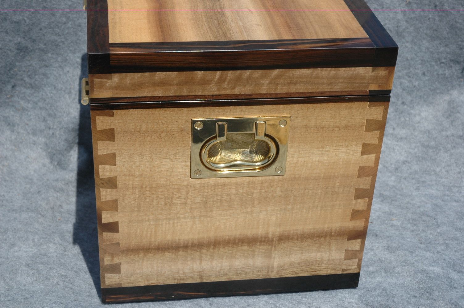 wooden urn with ebony trim top side view