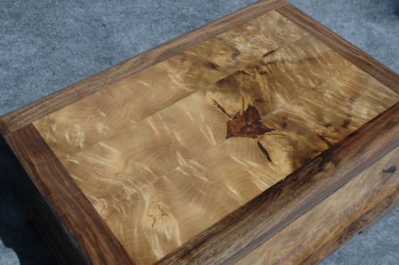 myrtle burl keepsake box walnut trim top