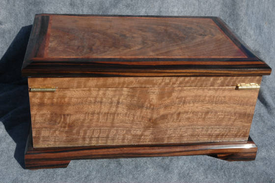 large keepsake memory box crotch walnut ebony trim back