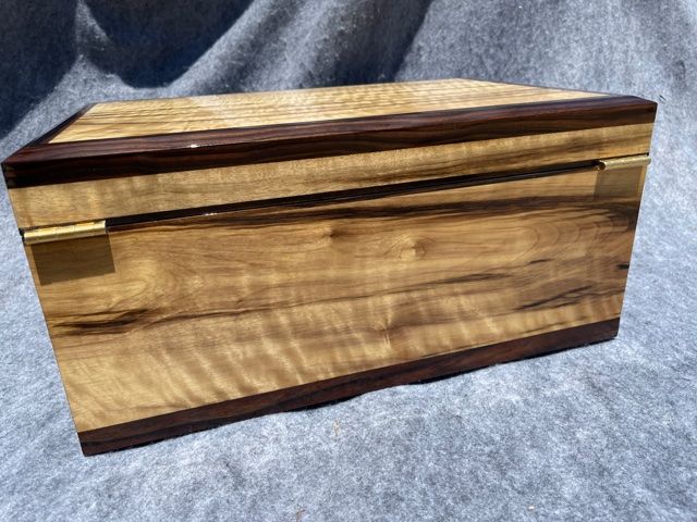 myrtle burl keepsake box walnut trim right side