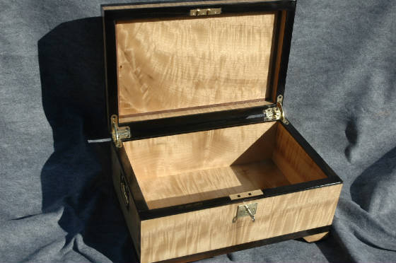 locking keepsake box lock handles ebony trim myrtle wood open lid