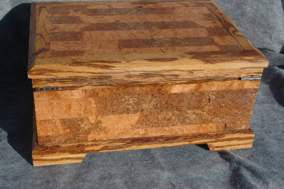 cherry burl handcrafted keepsake box with lock and trim back