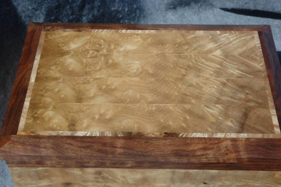 myrtle burl keepsake box walnut trim  top