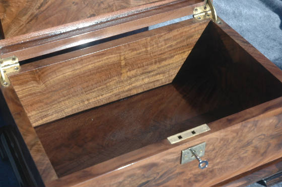 custom built crotch walnut keepsake box open