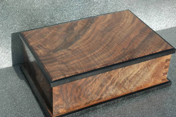 decorative wooden box black walnut ebony trim top front view