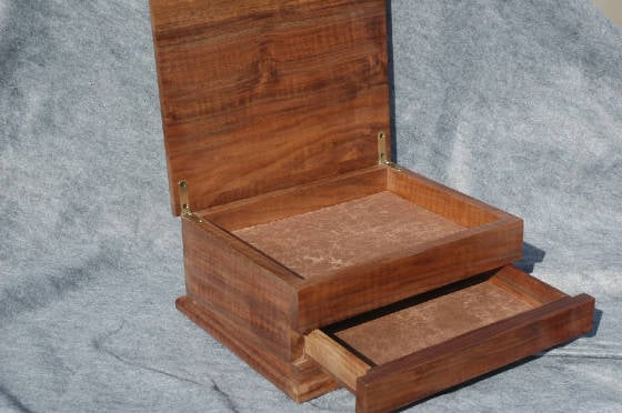 keepsake box with drawer black walnut open lid