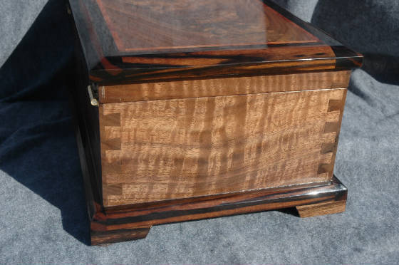 large keepsake memory box crotch walnut ebony trim side