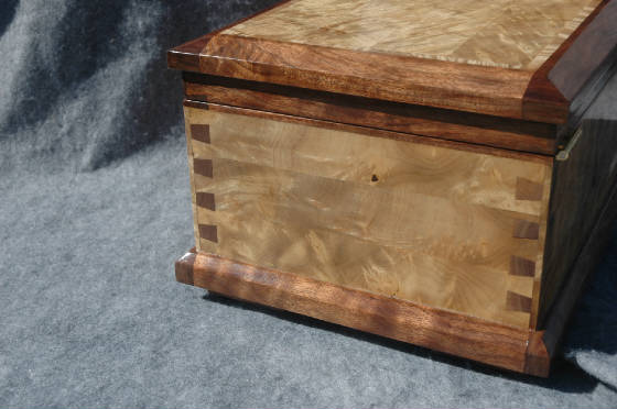 myrtle burl keepsake box walnut trim  side