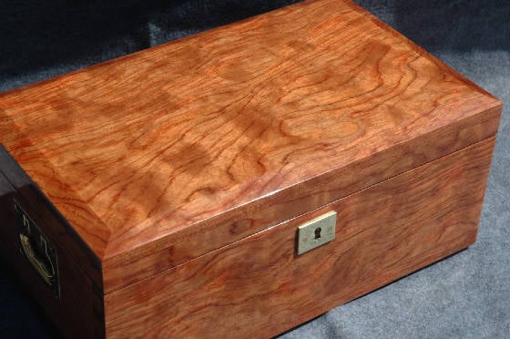 high quality keepsake box handcrafted bubinga with lock handles top front
