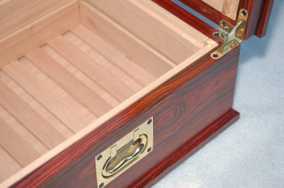 custom exotic cocobolo humidor lock handles  insert with tray