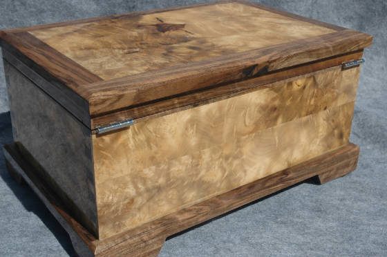 myrtle burl keepsake box walnut trim back