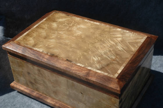 myrtle burl keepsake box walnut trim